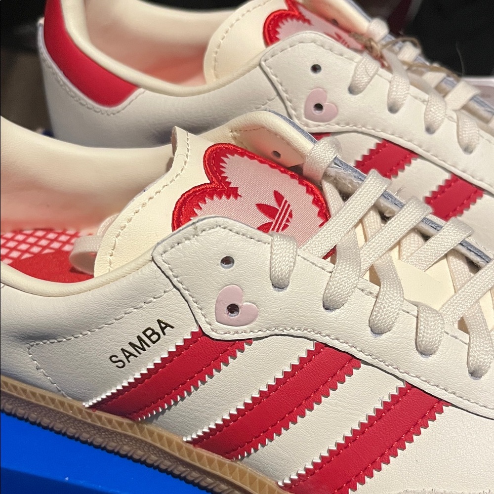 Adidas Valentine Samba Cream and Red Sneakers